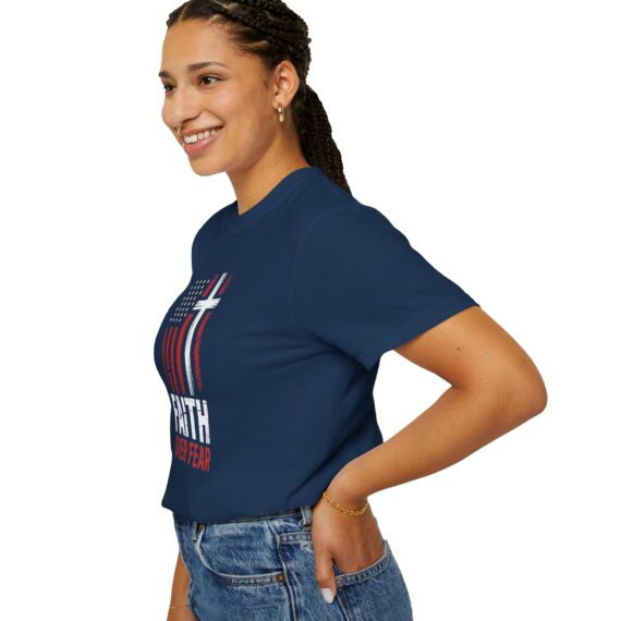 Faith Over Fear T-Shirt - American Flag & Cross Christian Tee