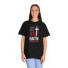 Faith Over Fear T-Shirt - American Flag & Cross Christian Tee