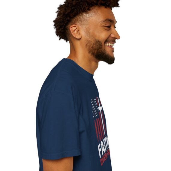 Faith Over Fear T-Shirt - American Flag & Cross Christian Tee