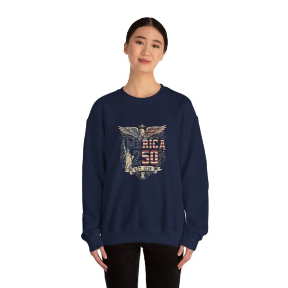 America 250 Retro Patriotic Eagle Statue of Liberty Sweatshirt | 1776 Anniversary