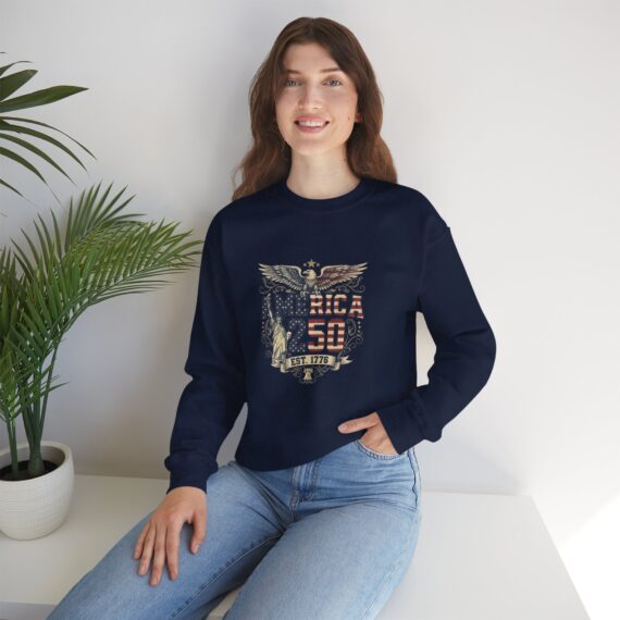 America 250 Retro Patriotic Eagle Statue of Liberty Sweatshirt | 1776 Anniversary