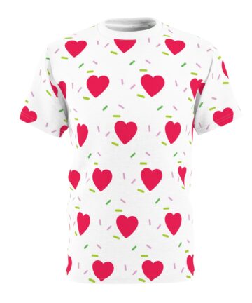 Red Hearts Pattern Tee | All-Over Print Valentine Heart Shirt
