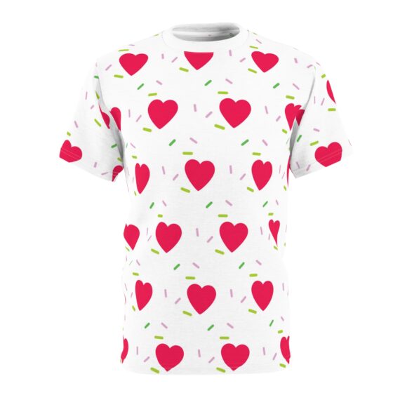 Red Hearts Pattern Tee | All-Over Print Valentine Heart Shirt