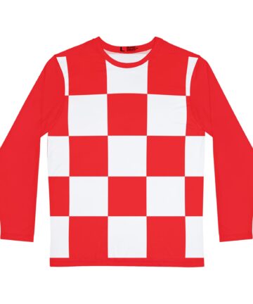 Men's Long Sleeve Patterned Shirt, Checkered AOP Tee, Casual Style Top, Perfect for Casual Outings, Birthday Gift, Everyday Wear
