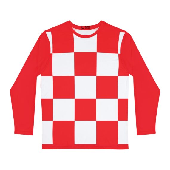 Men's Long Sleeve Patterned Shirt, Checkered AOP Tee, Casual Style Top, Perfect for Casual Outings, Birthday Gift, Everyday Wear
