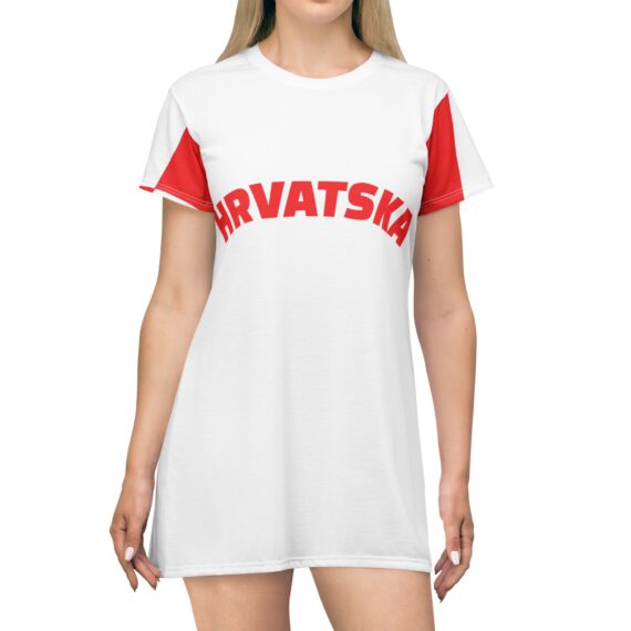 Croatia Hrvatska Checkerboard T-Shirt Dress | Red White Football Soccer Fan | World Cup 2026